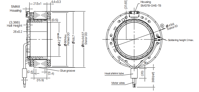 70ZWC25X-1 70mm frameless motor drawing