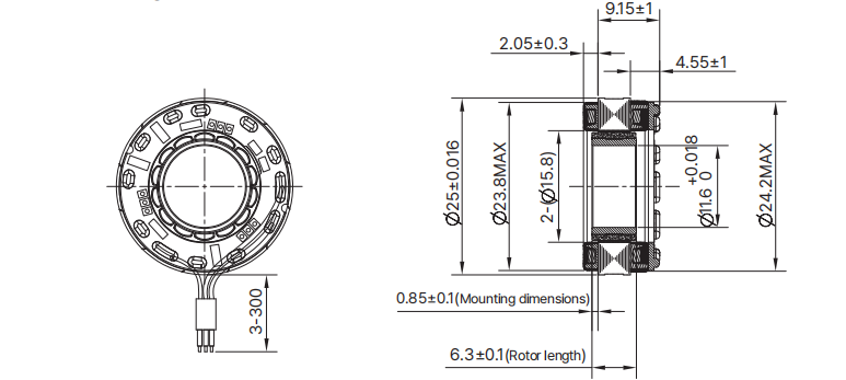 25mm frameless motor drawing
