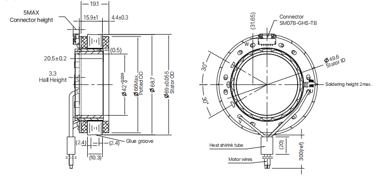 70ZWC20X-1 70mm frameless motor drawing