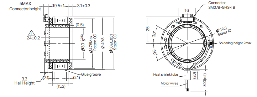 50ZWC25X-1 50mm frameless motor drawing