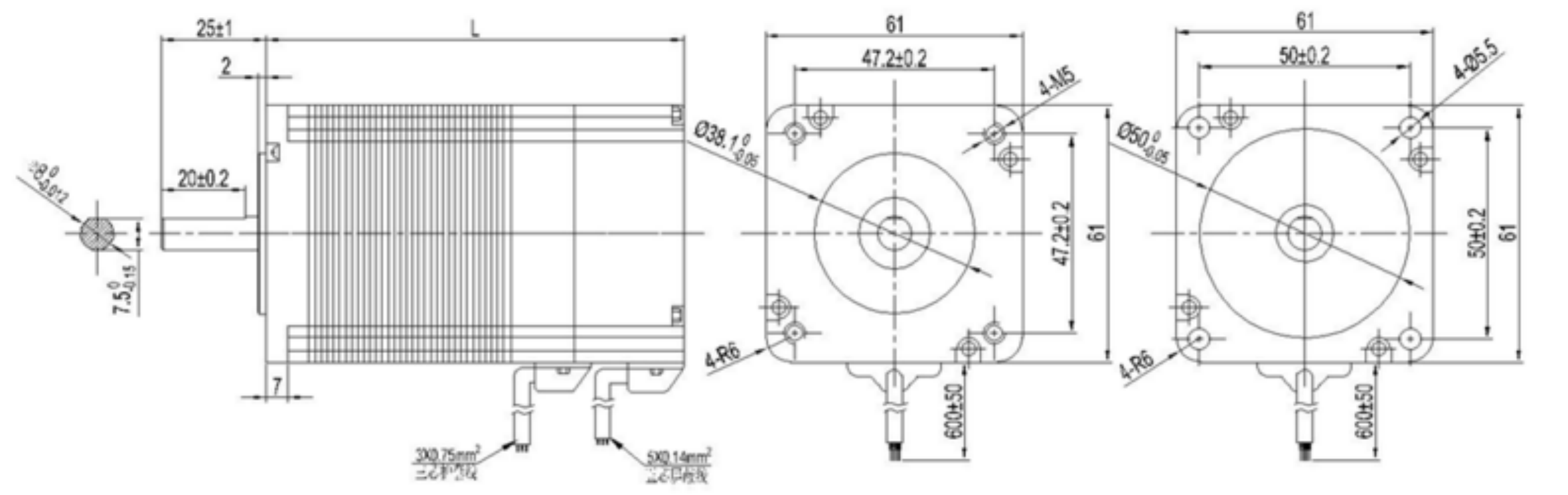 60BLF 60mm BLDC motor drawing