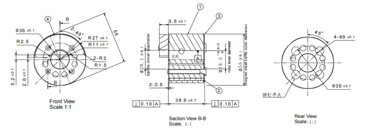 96mm 96O.D. desenho de rotor de enrolamento concentrado