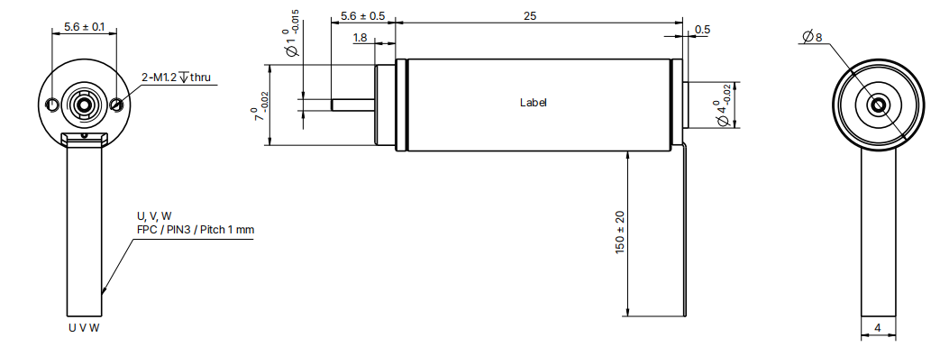 8mm slotless brushless DC motor drawing