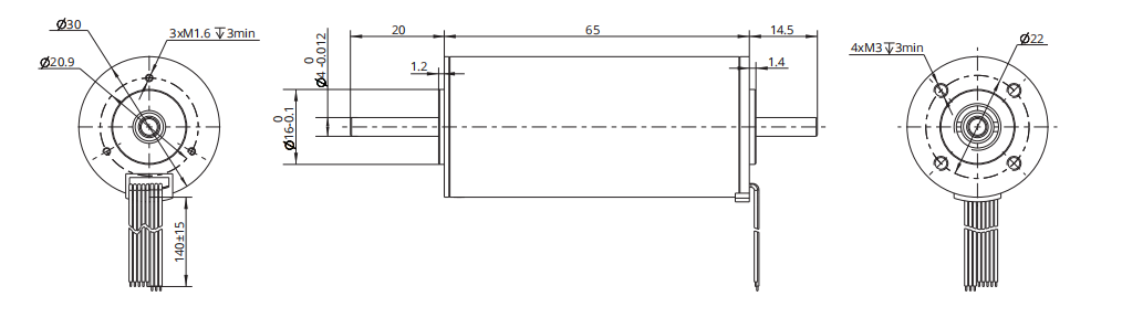 30mm slotless brushless dc motor drawing