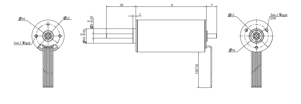 22mm slotless brushless dc motor drawing