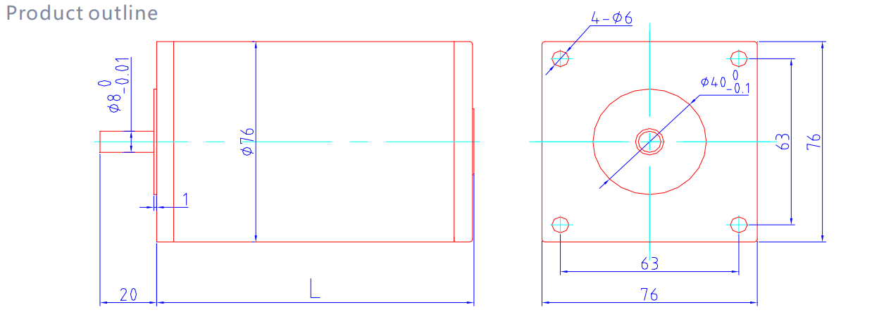 76ZYT brushed dc motor drawing