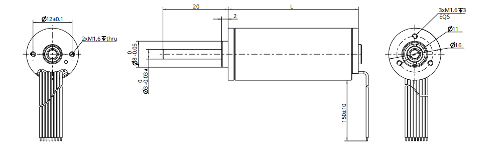 16mm slotless brushless dc motor drawing