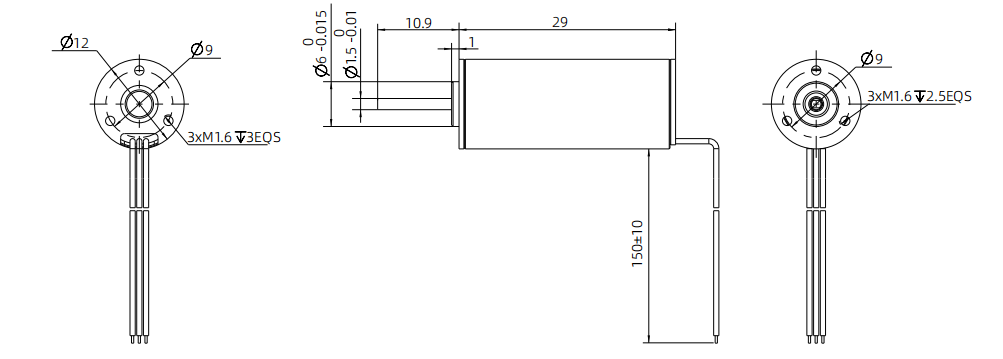 12mm slotless brushless dc motor drawing
