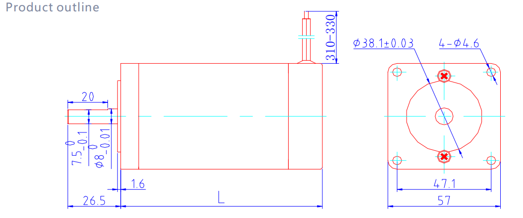 57ZYT brushed dc motor drawing