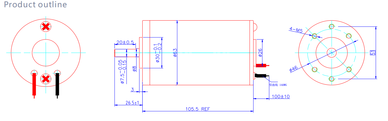 63ZYT brushed dc motor drawing
