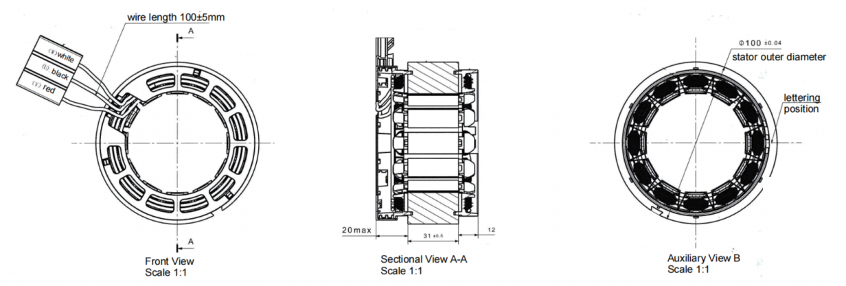 100 ملم 100 د. رسم الجزء الثابت لللف المركز