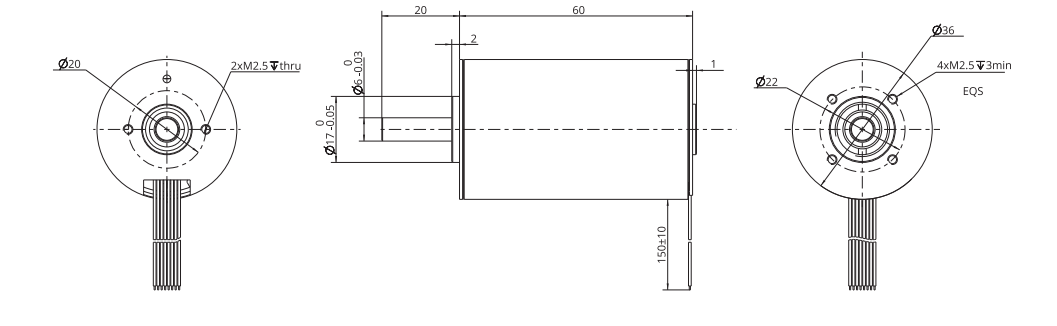 36mm slotless brushless dc motor drawing
