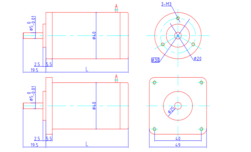 40ZYN brushed dc motor drawing