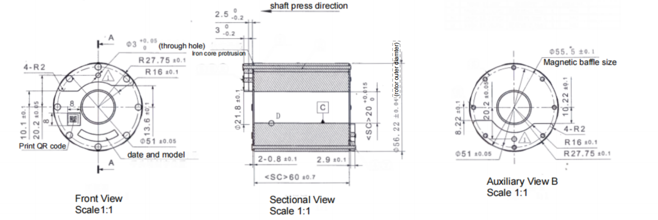 85mm TT85O.D. concentrated winding rotor drawing