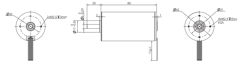 42mm slotless brushless dc motor drawing