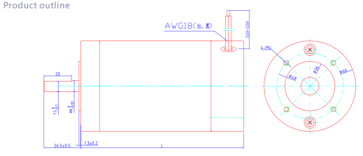 66ZYT brushed dc motor drawing
