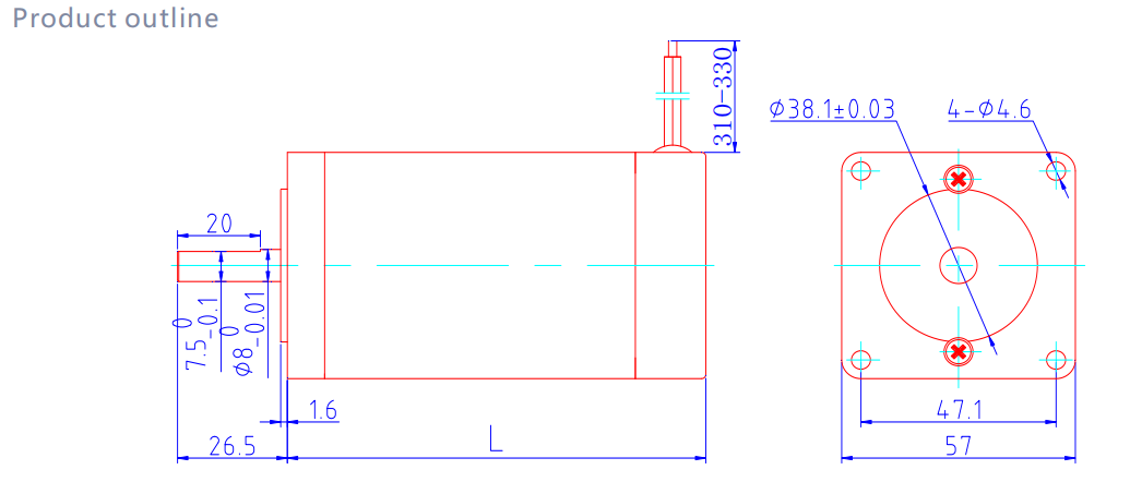 57ZYN brushed dc motor drawing