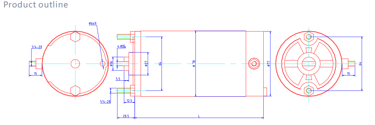 78ZYN brushed dc motor drawing