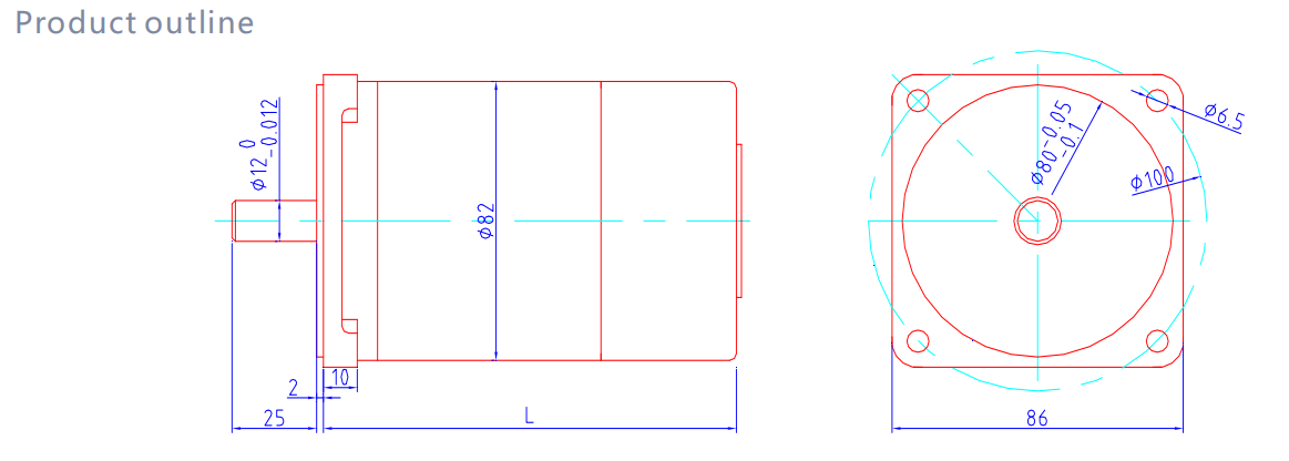 82ZYT brushed dc motor drawing