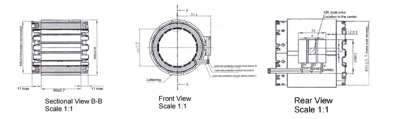 85mm TT85O.D. concentrated winding stator drawing